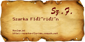 Szarka Flórián névjegykártya